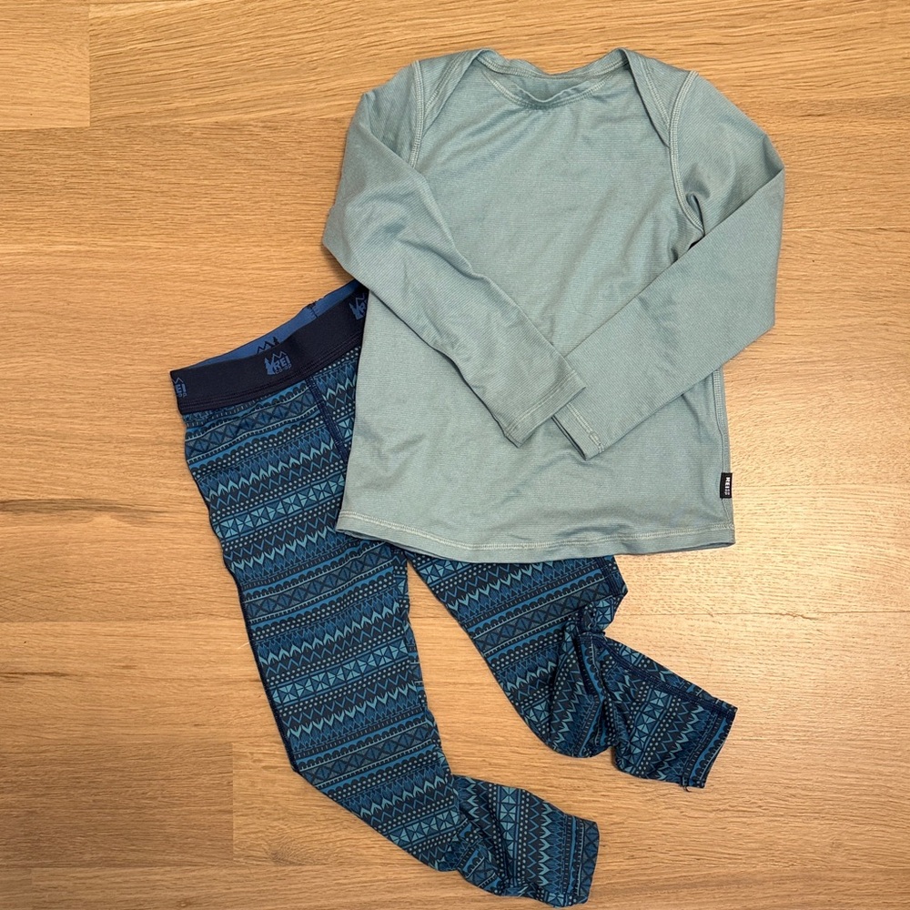REI Kids Teal and Navy Base Layer Set